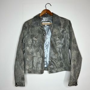 Liz Claiborne Faux Snakeskin Moto Jacket, sz. M